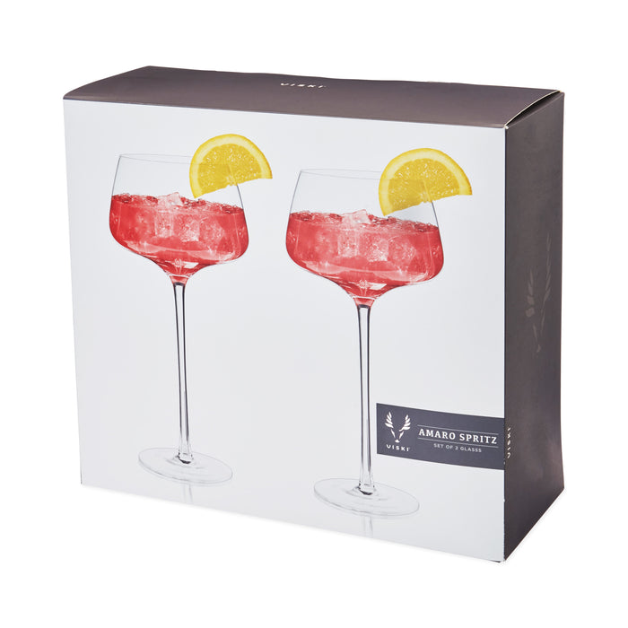 Raye Angled Crystal Amaro Spritz Glasses Set of 2