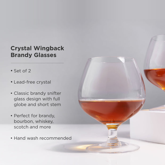 Raye Crystal Wingback Brandy Glasses Set of 2