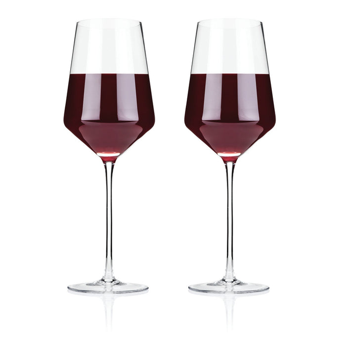 Raye Angled Crystal Bordeaux Glasses Set of 2