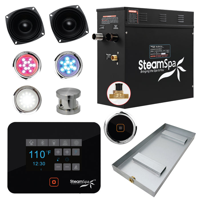 Black Series Wifi and Bluetooth 6kW QuickStart Steam Bath Generator Package in Brushed Nickel