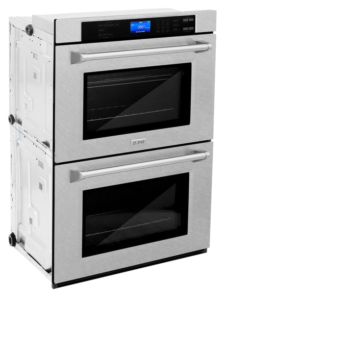 ZLINE Appliance Package - 30" Professional Double Wall Oven, 48" Rangetop, Range Hood In DuraSnow® Stainless Steel, 3KP-RTSRH48-AWD