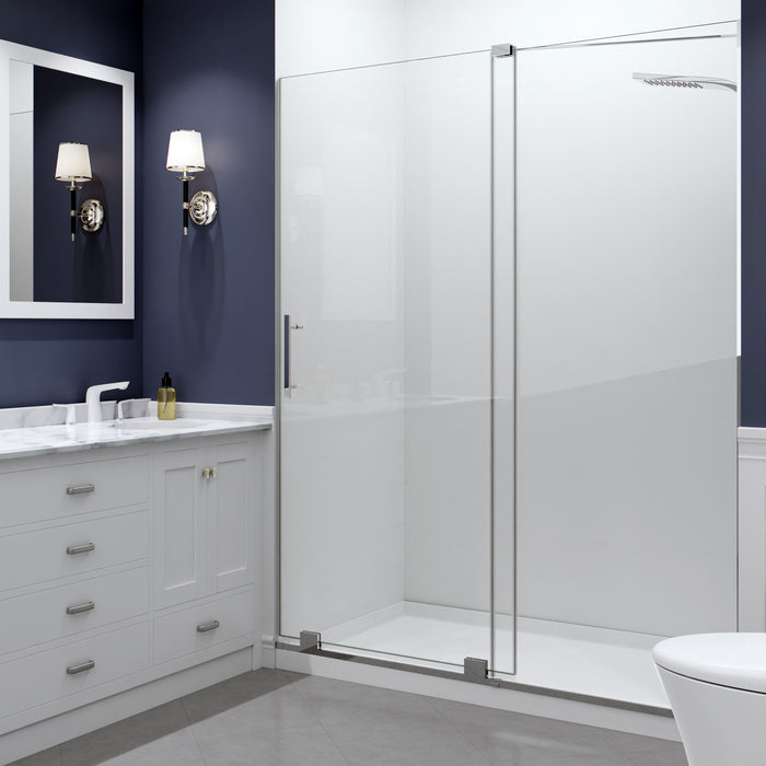 Longboat Series 60 in. x 76 in. Semi-Frameless Shower Door with TSUNAMI GUARD in Polished Chrome