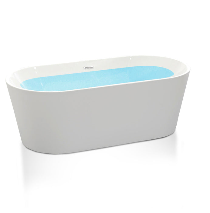 Chand 59 in. Acrylic Flatbottom Freestanding Bathtub in White