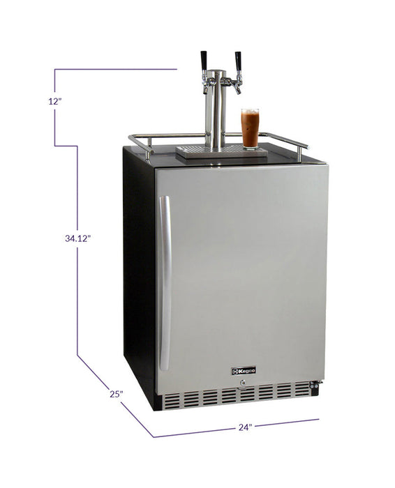 24" Wide Homebrew Dual Tap Black Commercial Built-In Right Hinge Kegerator