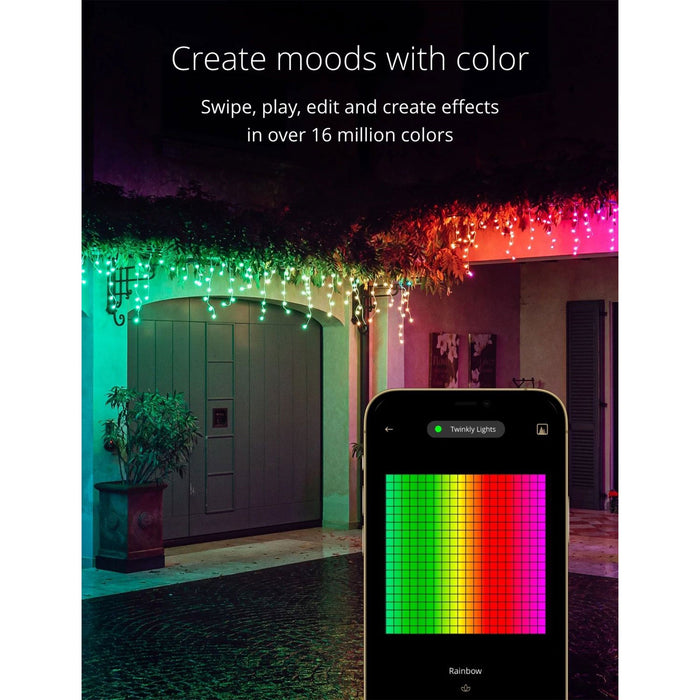 Twinkly Icicle App-Controlled Smart LED Christmas Lights 190 Multicolor RGB 16ft