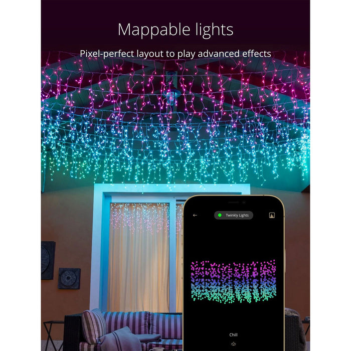 Twinkly Icicle App-Controlled Smart LED Christmas Lights 190 Multicolor RGB 16ft