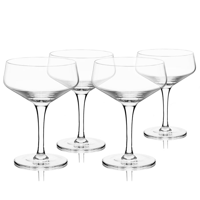 Raye Angled Crystal Coupe Glasses Set of 4