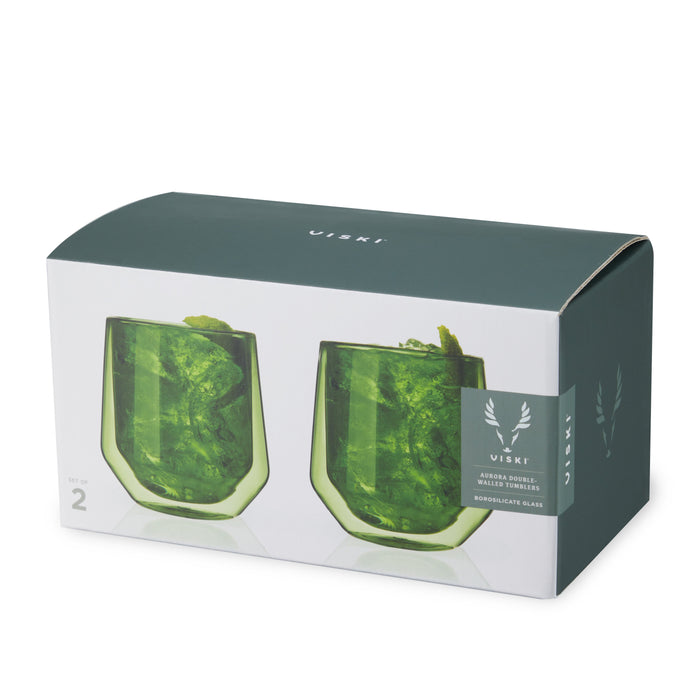 Aurora Double-Walled Tumblers in Green Set of 2