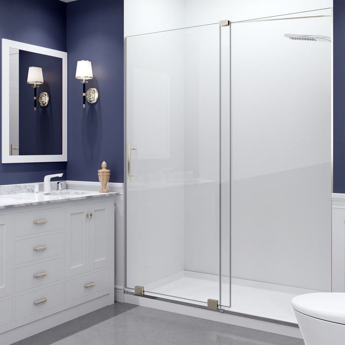 Longboat Series 60 in. x 76 in. Semi-Frameless Shower Door with TSUNAMI GUARD in Brushed Nickel