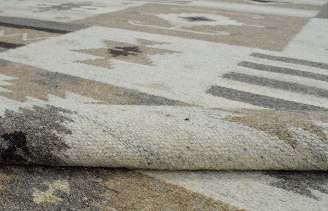 Handwoven Tribal Patterns Brown and Gray Wool Area Rug
