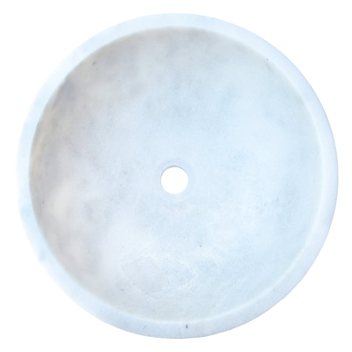 Carrara White Natural Stone Marble Above Vanity Bathroom Vessel Sink (D)16" (H)6"