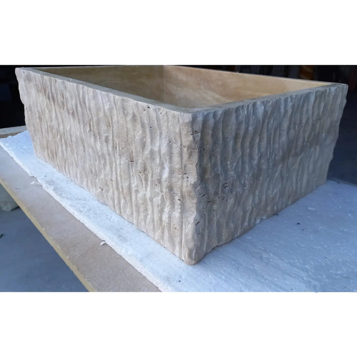 Travertine Rectangular Sink Natural Stone Above Vanity Bathroom Sink (W)23" (D)18" (H)8"