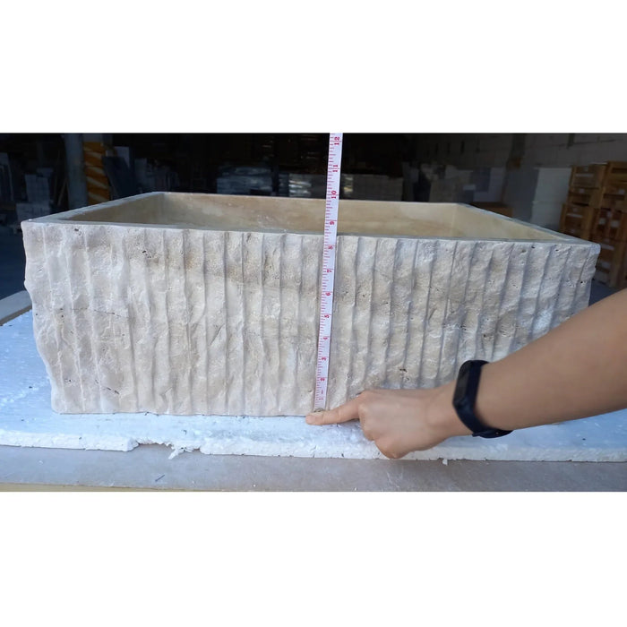 Travertine Rectangular Sink Natural Stone Above Vanity Bathroom Sink (W)23" (D)18" (H)8"