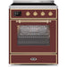 ILVE - Majestic II Series - 30 Inch Electric Freestanding Single Oven Range (UMI30NE3) - Burgundy with Brass Trim