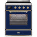 ILVE - Majestic II Series - 30 Inch Electric Freestanding Single Oven Range (UMI30NE3) - Midnight Blue with Brass Trim