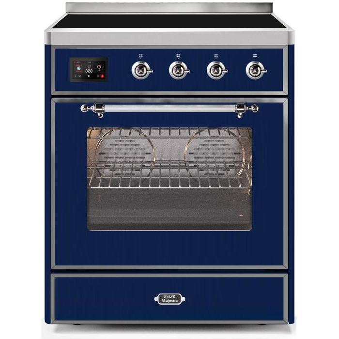 ILVE - Majestic II Series - 30 Inch Electric Freestanding Single Oven Range (UMI30NE3) - Midnight Blue with Chrome Trim