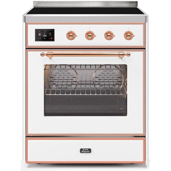 ILVE - Majestic II Series - 30 Inch Electric Freestanding Single Oven Range (UMI30NE3) - White with Copper Trim