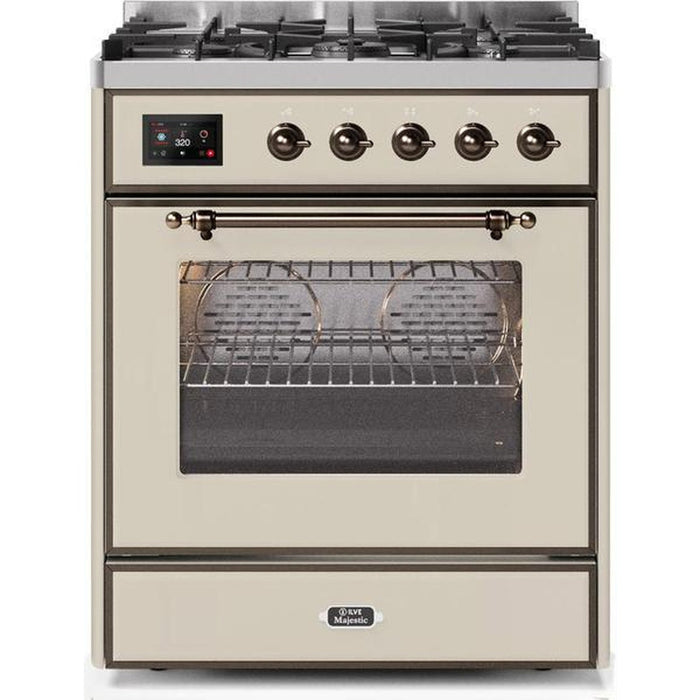 ILVE 30" Majestic II Series Gas Burner and Electric Oven Range with 5 Sealed Burners (UM30DNE3) - Antique White