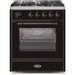 ILVE 30" Majestic II Series Gas Burner and Electric Oven Range with 5 Sealed Burners - Glossy Black with Bronze Trim