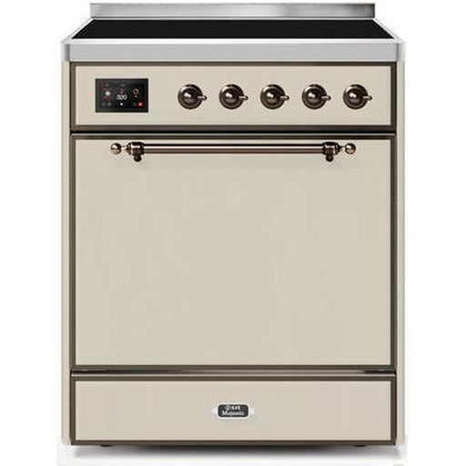 ILVE - Majestic II Series - 30 Inch Electric Freestanding Range (UMI30QNE3) - Antique White with Bronze Trim