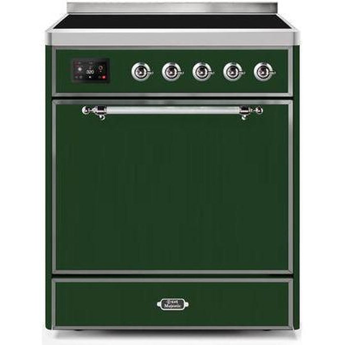 ILVE - Majestic II Series - 30 Inch Electric Freestanding Range (UMI30QNE3) - Emerald Green with Chrome Trim