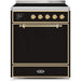 ILVE - Majestic II Series - 30 Inch Electric Freestanding Range (UMI30QNE3) - Glossy Black with Brass Trim