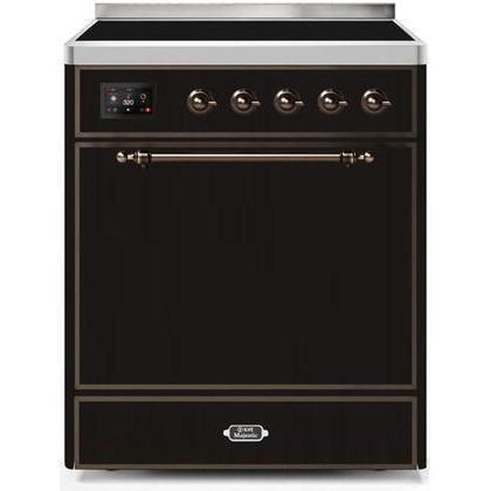 ILVE - Majestic II Series - 30 Inch Electric Freestanding Range (UMI30QNE3) - Glossy Black with Bronze Trim