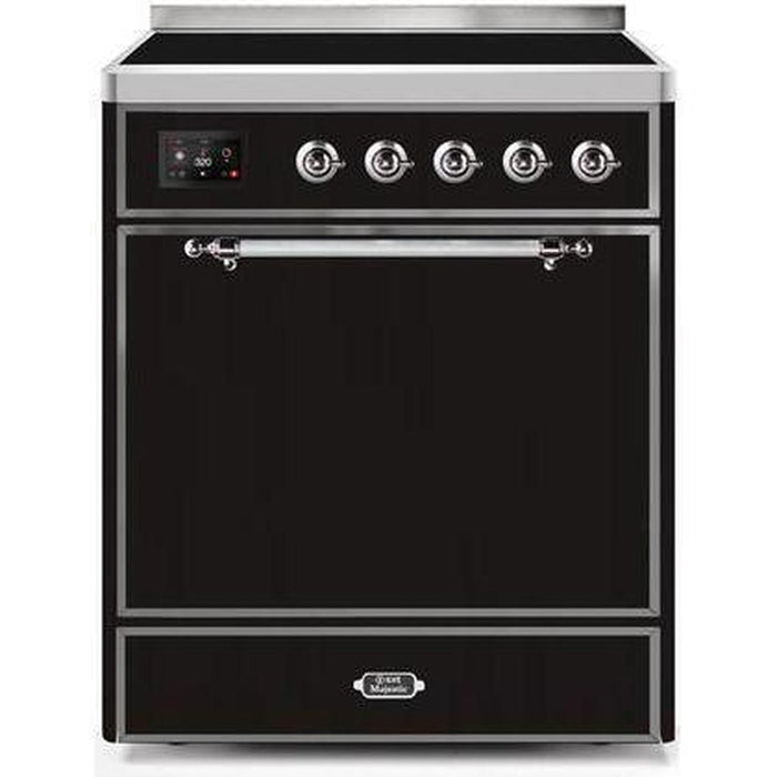 ILVE - Majestic II Series - 30 Inch Electric Freestanding Range (UMI30QNE3) - Glossy Black with Chrome Trim