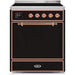 ILVE - Majestic II Series - 30 Inch Electric Freestanding Range (UMI30QNE3) - Glossy Black with CopperTrim