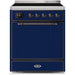 ILVE - Majestic II Series - 30 Inch Electric Freestanding Range (UMI30QNE3) - Midnight Blue with Bronze Trim