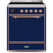 ILVE - Majestic II Series - 30 Inch Electric Freestanding Range (UMI30QNE3) - Midnight Blue with Copper Trim