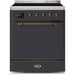 ILVE - Majestic II Series - 30 Inch Electric Freestanding Range (UMI30QNE3) - Matte Graphite with Bronze Trim