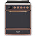 ILVE - Majestic II Series - 30 Inch Electric Freestanding Range (UMI30QNE3) - Matte Graphite with Copper Trim