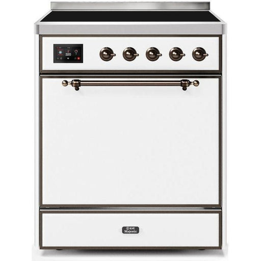 ILVE - Majestic II Series - 30 Inch Electric Freestanding Range (UMI30QNE3) - White with Bronze Trim