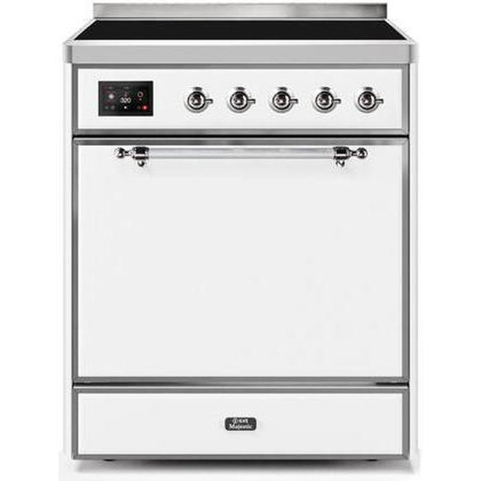 ILVE - Majestic II Series - 30 Inch Electric Freestanding Range (UMI30QNE3) - White with Chrome Trim