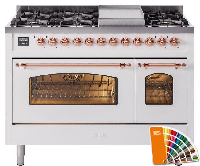 ILVE 48" Nostalgie II Dual Fuel Range with 8 Sealed Burners and Griddle - UP48FNMP