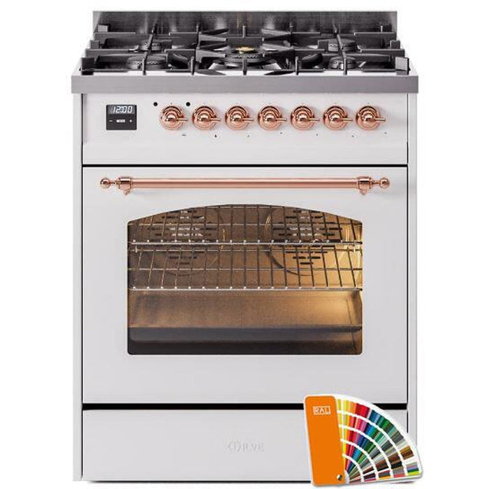 ILVE 30" Nostalgie II Dual Fuel Range with 5 Sealed Burners, Triple Glass Door- UP30NMP