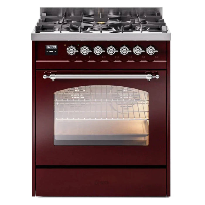 ILVE 30" Nostalgie II Dual Fuel Range with 5 Sealed Burners, Triple Glass Door- UP30NMP