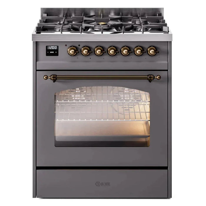 ILVE 30" Nostalgie II Series Freestanding Single Oven Dual Fuel Range with 5 Sealed Burners