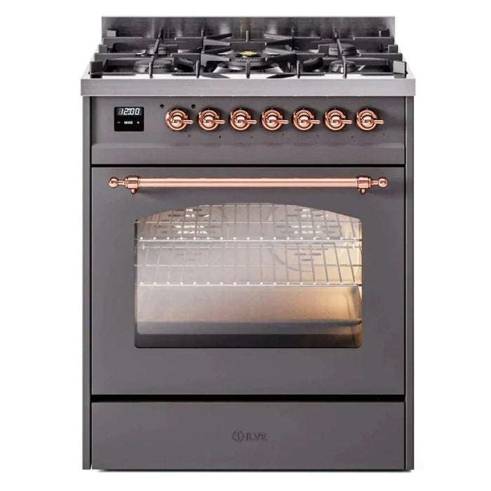 ILVE 30" Nostalgie II Dual Fuel Range with 5 Sealed Burners, Triple Glass Door- UP30NMP