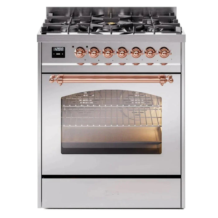 ILVE 30" Nostalgie II Dual Fuel Range with 5 Sealed Burners, Triple Glass Door- UP30NMP