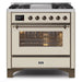 ILVE - Majestic II Series - 36 Inch Dual Fuel Freestanding Range Gas/Propane (UM09FDNS3) - Antique White with Bronze Trim