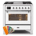 ILVE - Majestic II Series - 36 Inch Dual Fuel Freestanding Range Gas/Propane (UM09FDNS3) - Custom RAL Color Chrome Trim