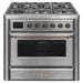 ILVE - Majestic II Series - 36 Inch Dual Fuel Freestanding Range Gas/Propane (UM09FDNS3) - Stainless Steel Bronze Trim