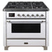 ILVE - Majestic II Series - 36 Inch Dual Fuel Freestanding Range Gas/Propane (UM09FDNS3) - White Chrome Trim