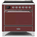 ILVE - Majestic II Series - 36 Inch Electric Freestanding Range (UMI09QNS3) - Burgundy with Chrome Trim