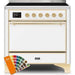 ILVE - Majestic II Series - 36 Inch Electric Freestanding Range (UMI09QNS3) - Custom RAL Color with Brass Trim