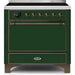 ILVE - Majestic II Series - 36 Inch Electric Freestanding Range (UMI09QNS3) - Emerald Green with Bronze Trim