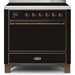 ILVE - Majestic II Series - 36 Inch Electric Freestanding Range (UMI09QNS3) - Glossy Black with Bronze Trim