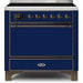 ILVE - Majestic II Series - 36 Inch Electric Freestanding Range (UMI09QNS3) - Midnight Blue with Bronze Trim